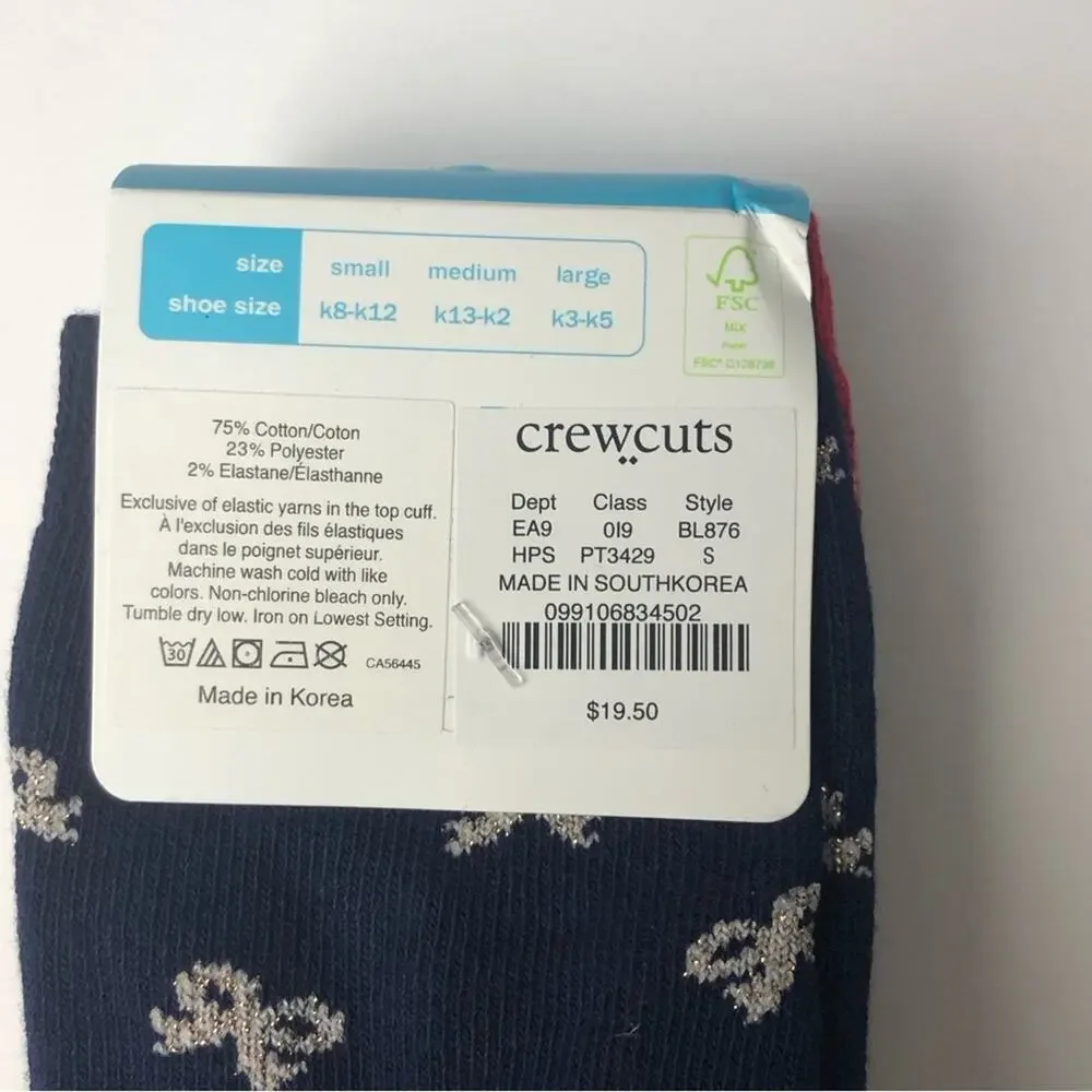 Crewcuts Girl's Holiday Print  Candy Cane Hearts Socks Three Pairs  Sz M NWT